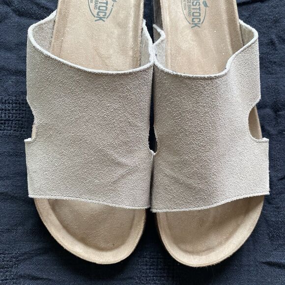 Woodstock Mens Suede Tan Bert Slides Shoes. Size 11 M. Summer Hippie. Boho. Cork - Picture 7 of 8